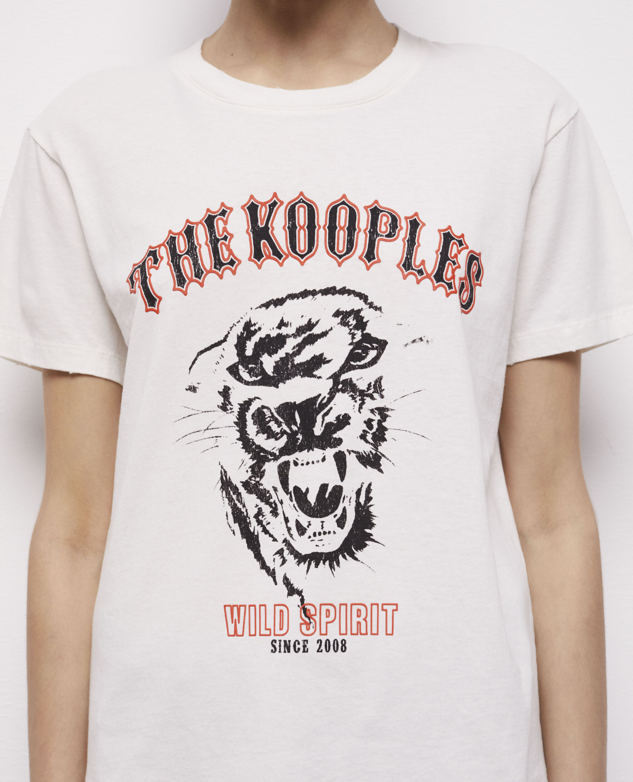 T-shirt écru sérigraphié Wild panther