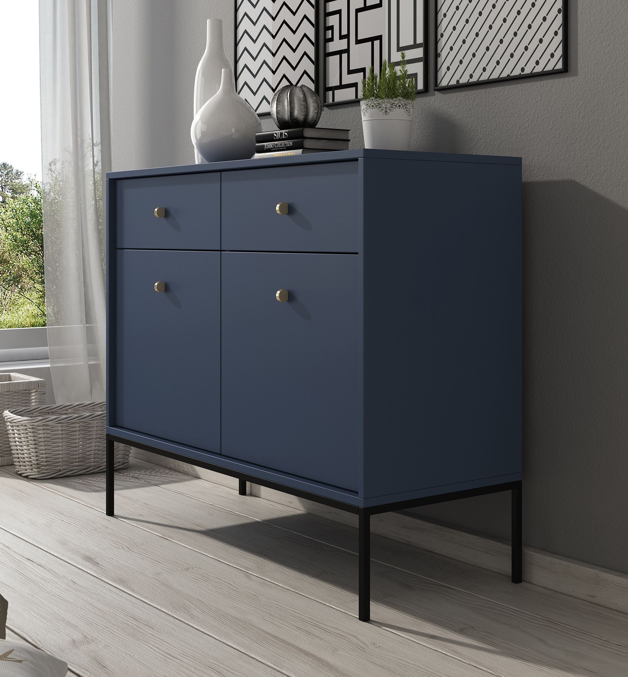 Meubella - Dressoir Moreno - Blauw - 104 cm