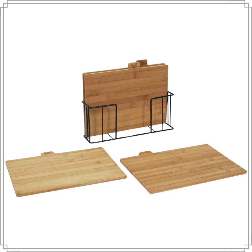 OTIX Snijplankenset set van 3 met Houder Set van 4 Bamboe Houten Sn...