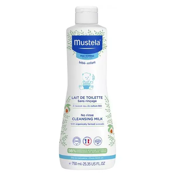 Leite sem enxágue Mustela para banho e toalete 750ml