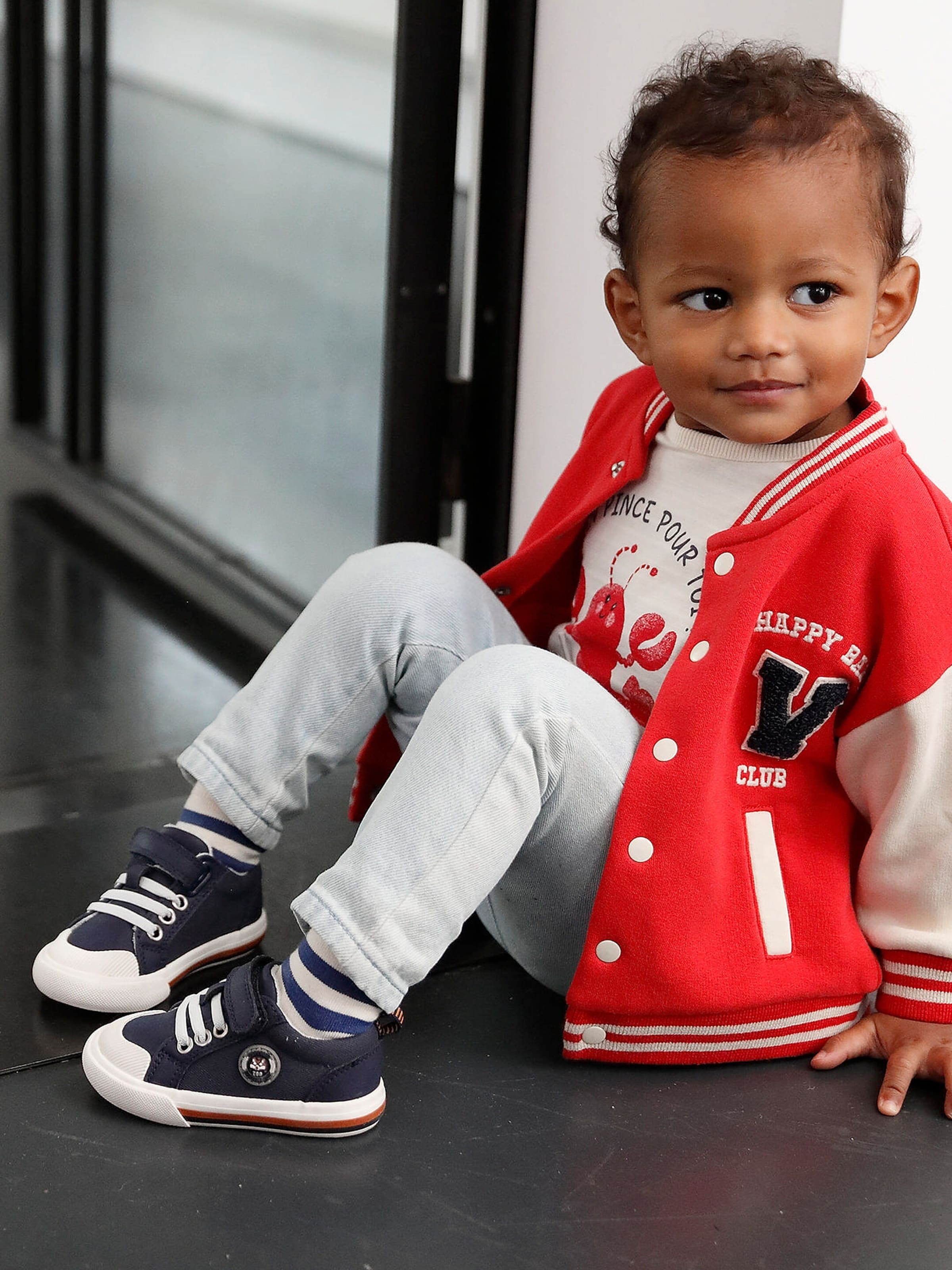 Vertbaudet Baby Klett-Sneakers mit Schnürung marine