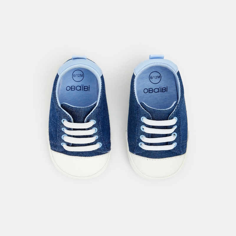 Basket montante effet denim bleues naissance