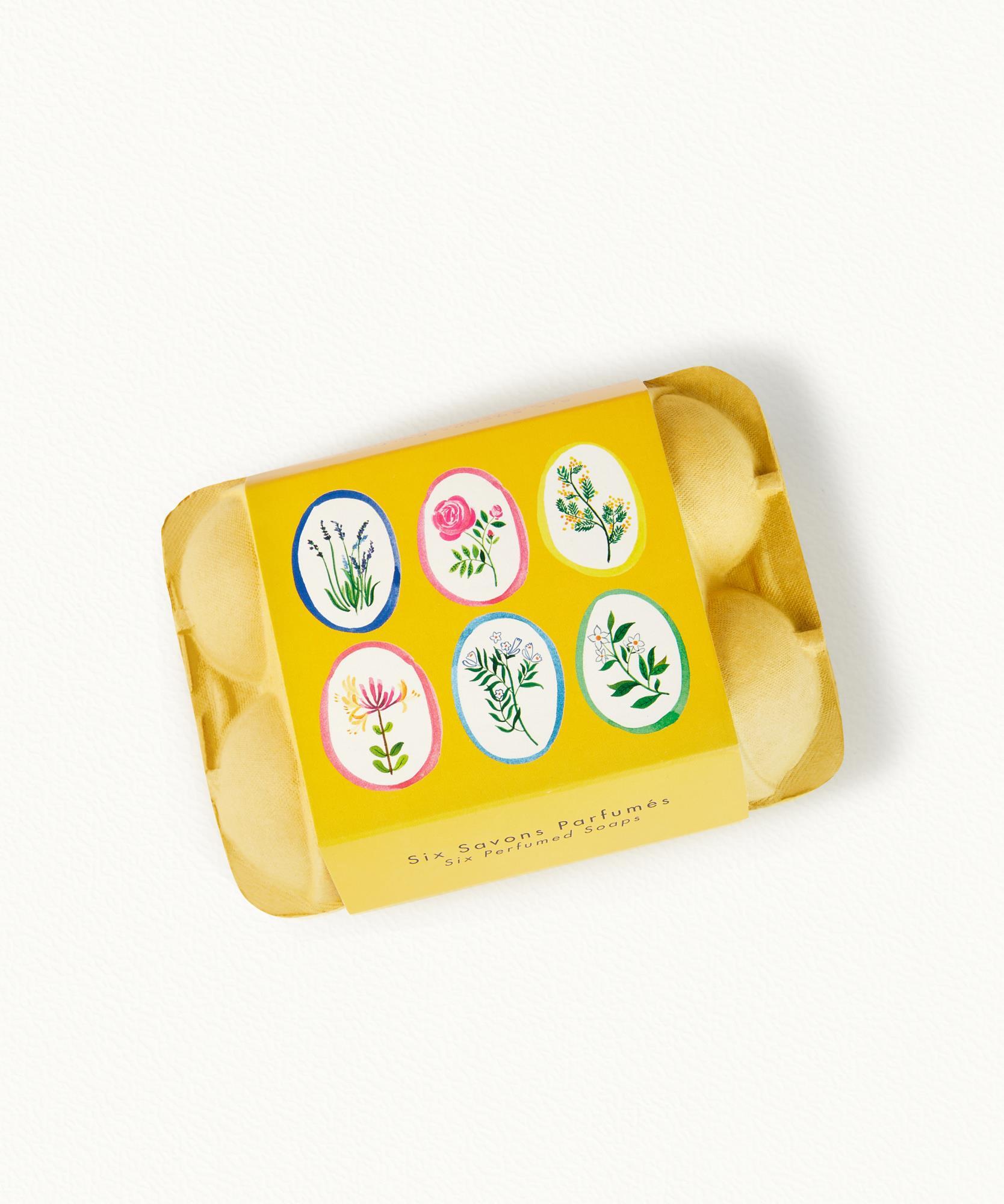 Savons en forme d'oeuf  Boite de 6 x 50 g - Jaune