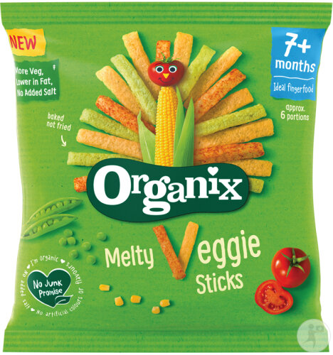 Organix Bio Aliments Pour Bébés Melty Veggie Sticks +7 Mois 15g