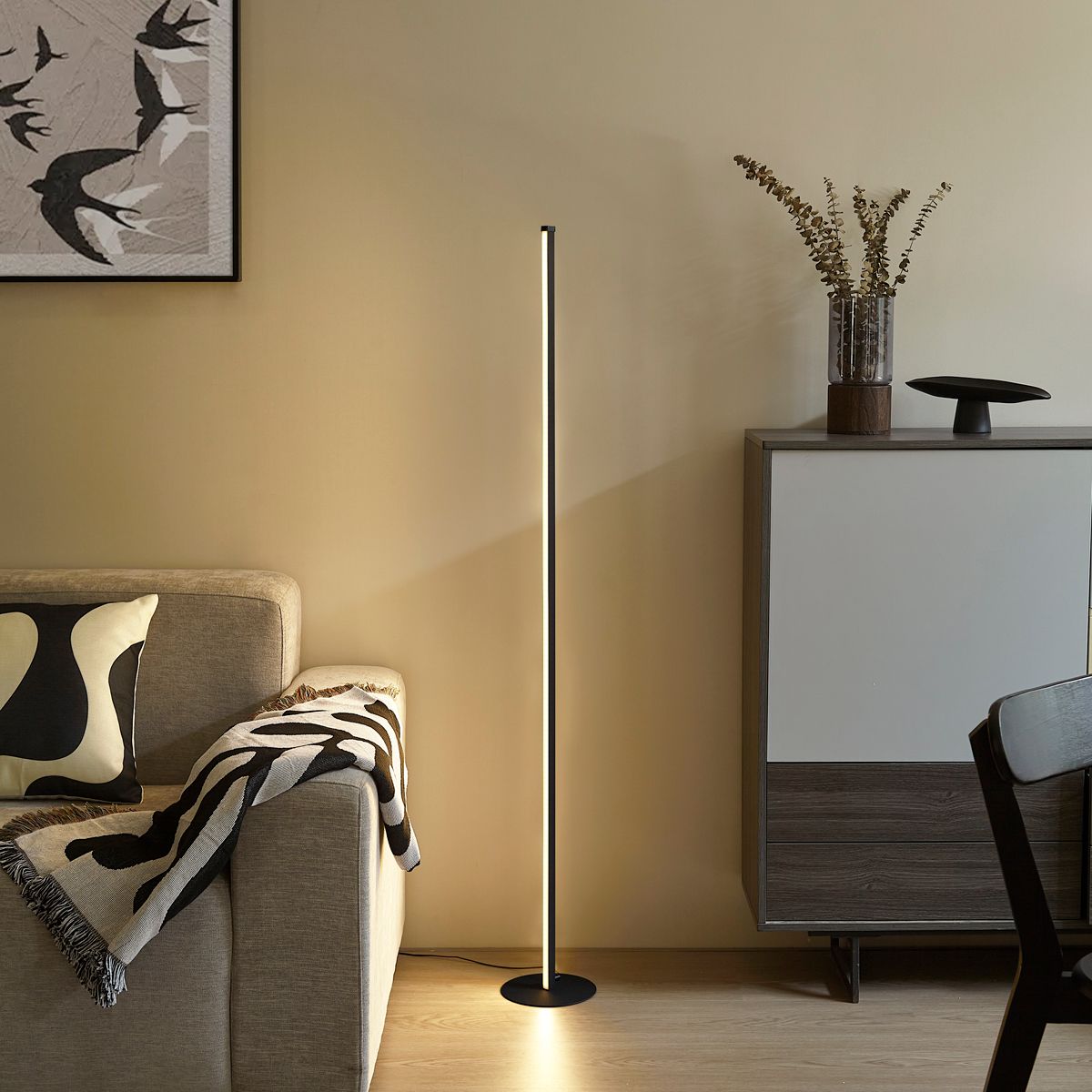Design vloerlamp zwart incl. LED met touch dimmer - Clutch