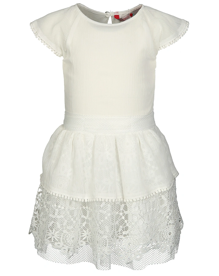 Kleid MULL mit Spitze in weiß
