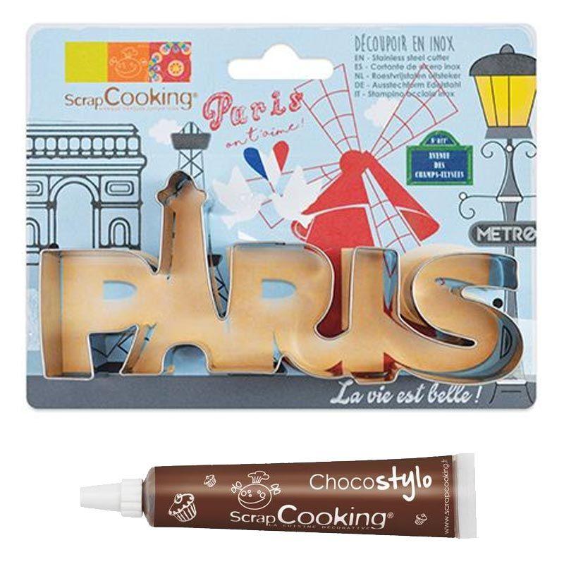 Découpoir à biscuits en inox Paris + Stylo chocolat Scrapcooking