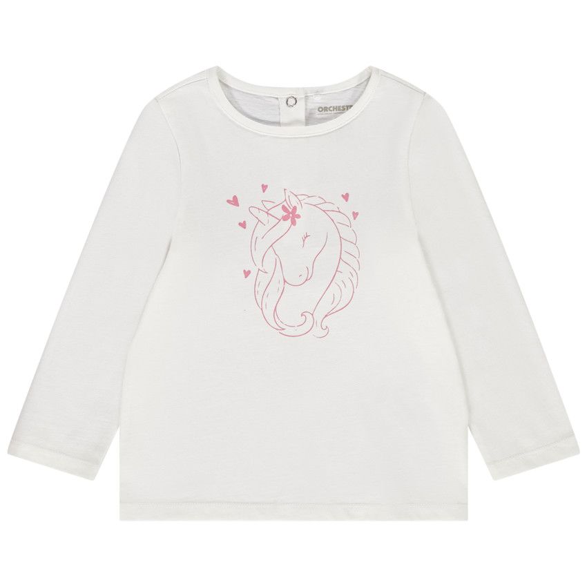 T-shirt manches longues en jersey pour bébé fille - Ecru
