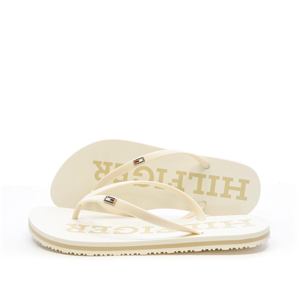 Tommy Hilfiger Tongs Écru Femme Tommy Hilfiger Hilfiger Strap Beach