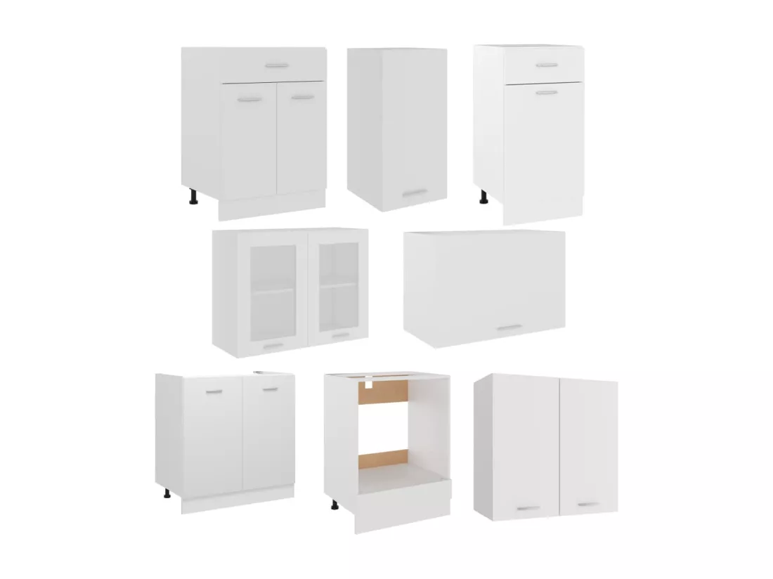Ensemble de meubles de cuisine 8 pcs Blanc Aggloméré