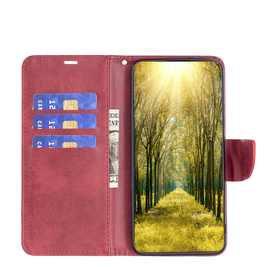 Samsung Galaxy S24 FE Leder Tasche Flip Cover mit Kartenfächer Vintage Look   Trageschlaufe - Rot
