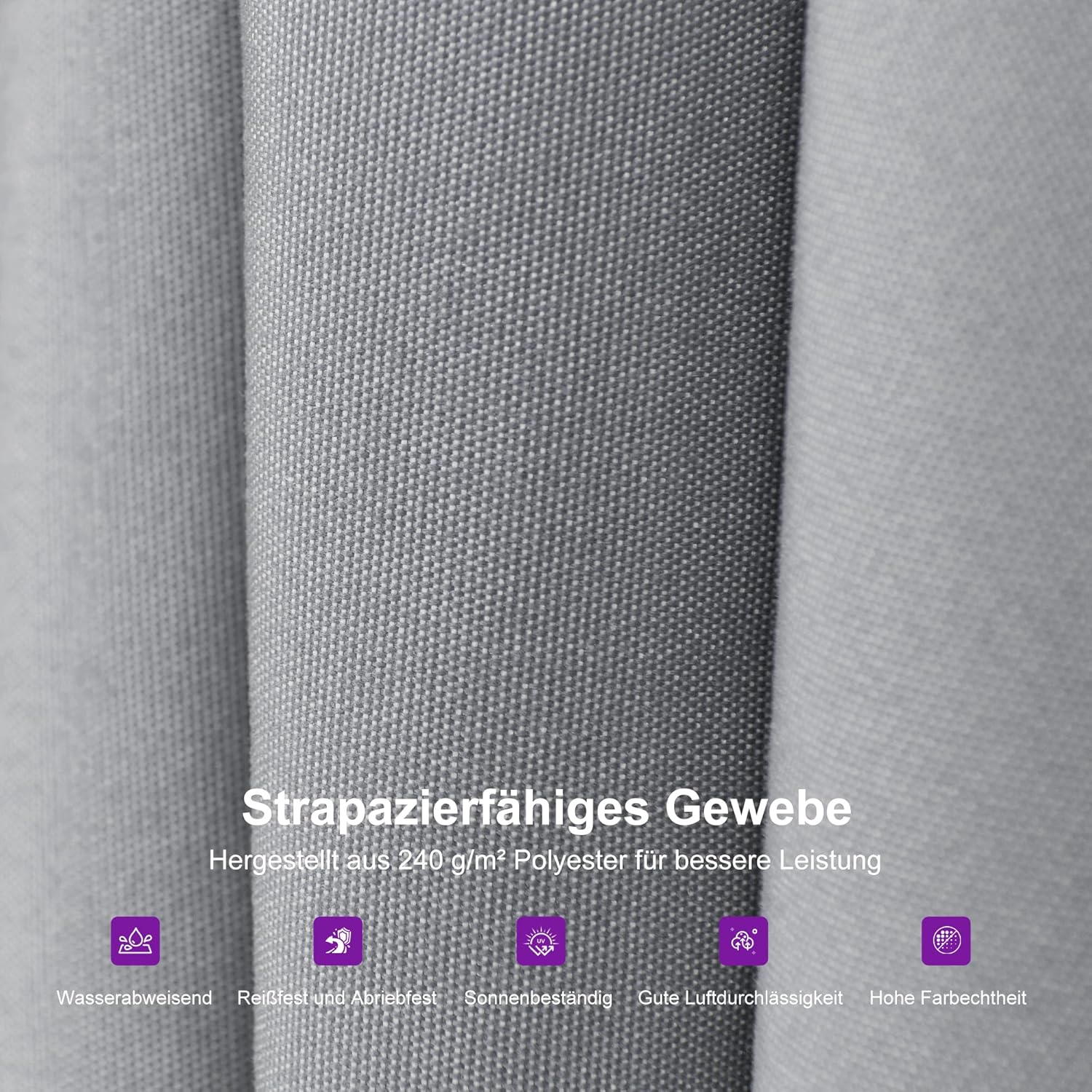 PURPLE LEAF Ampelschirm Twist 200 x 300 cm Sonnenschirm Rechteckig aus Acrylimitat, Beidseitig Axial Schwenken, 360° Drehbar Alu Gartenschirm, UV50+, Kieselgrau