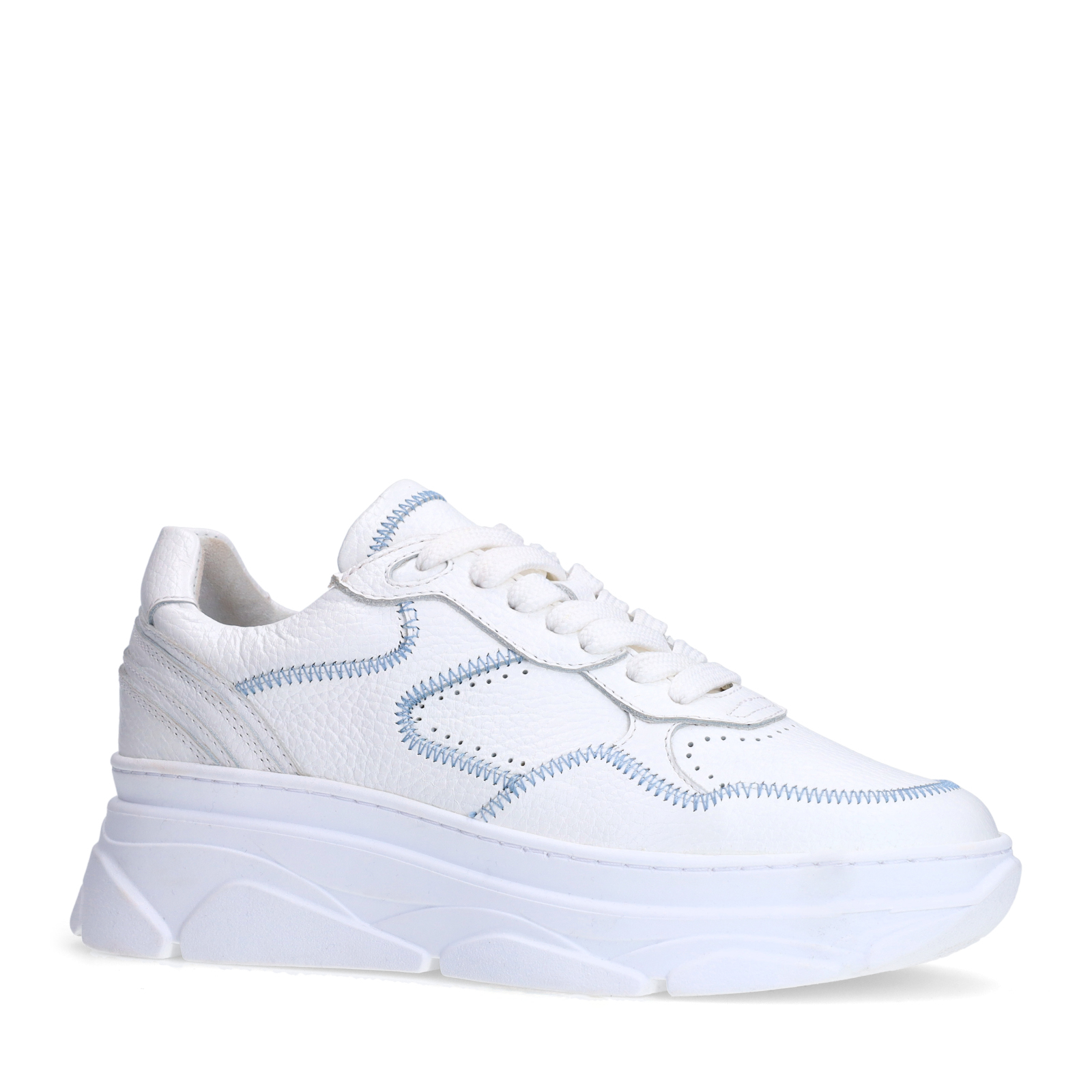 Witte leren sneakers met denim details
