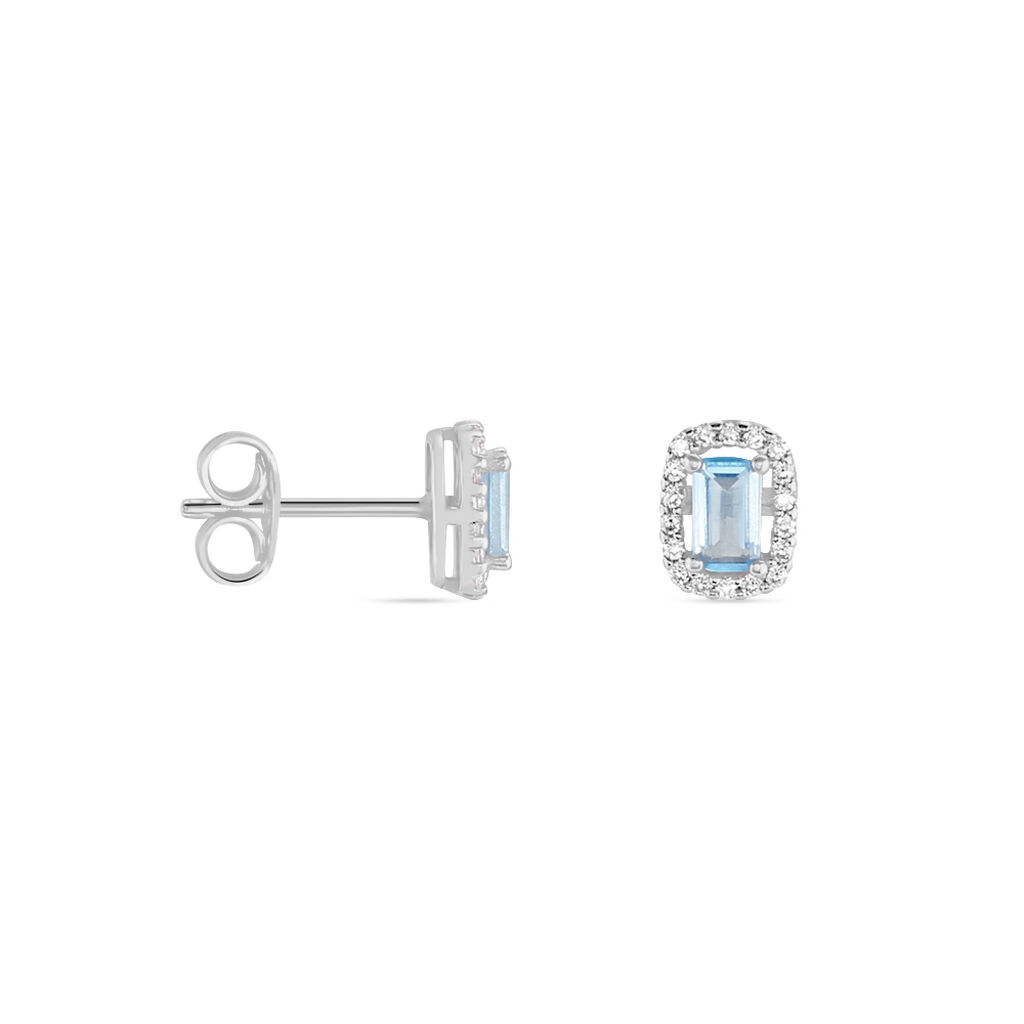 Boucles D'oreilles Puces Aladin Argent Blanc Oxyde De Zirconium