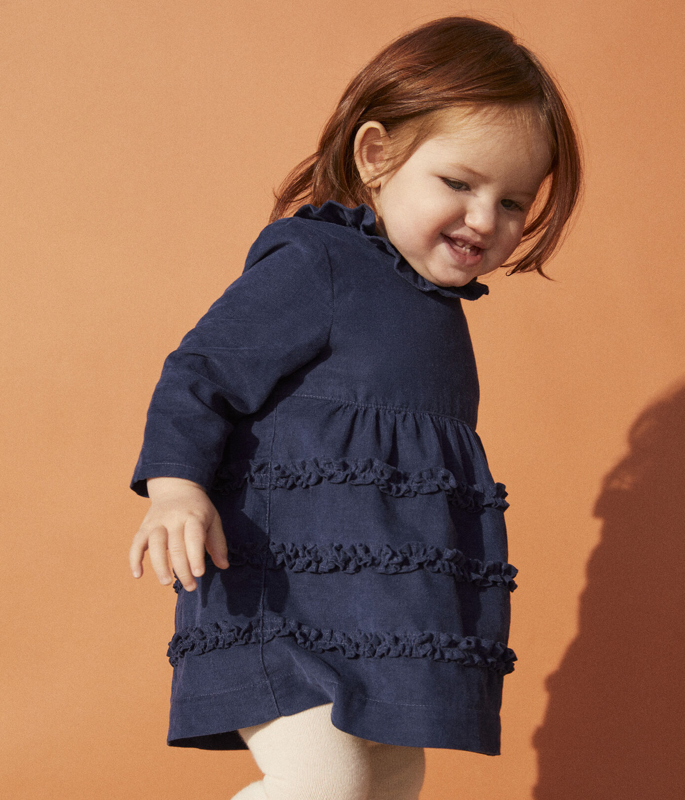 Robe manches longues bébé en velours extra fin