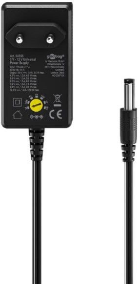 Goobay - EcoFriendly - Universele Adapter - Zwart - 1000 mA, 3-12 V, 12 W, 8 Adapterstekkers