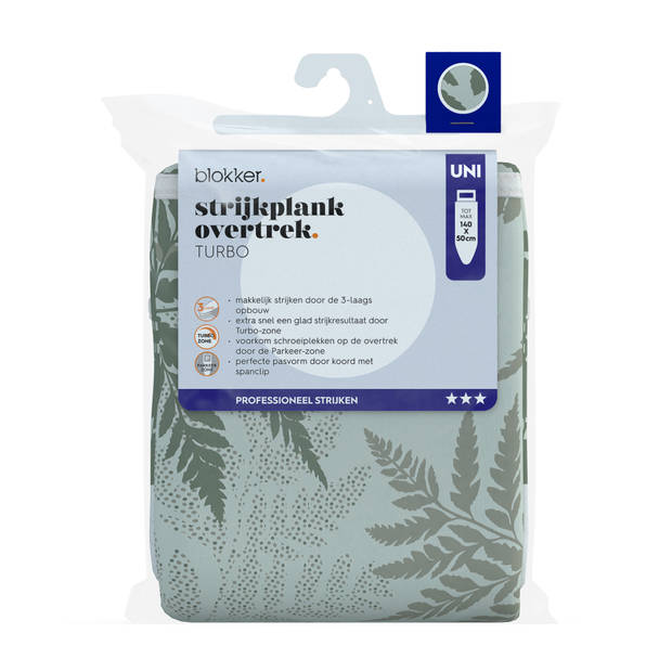 Blokker Strijkplankhoes Turbo - Uni - 140x50 cm - Fern