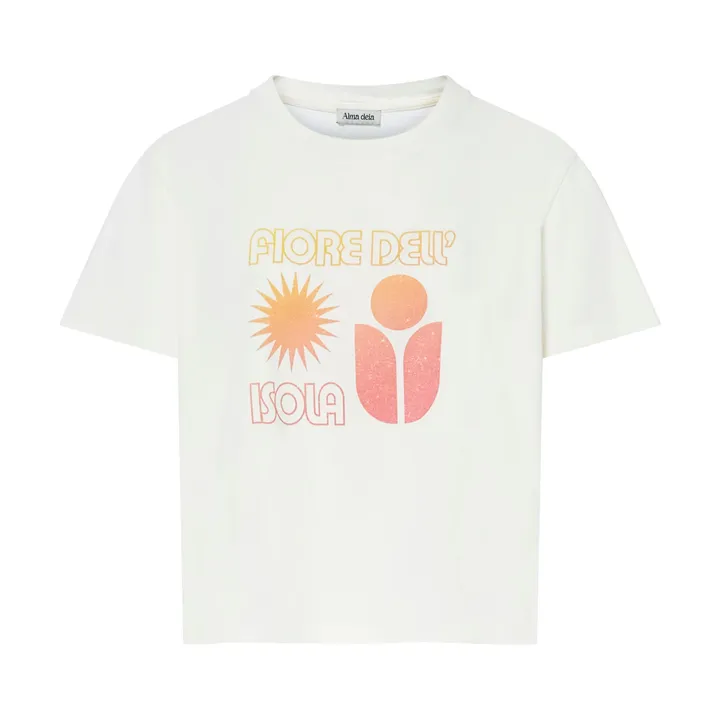 Alma Deia T-shirt Imprimé Fiore Dell Isola Coton Bio | Blanc cassé