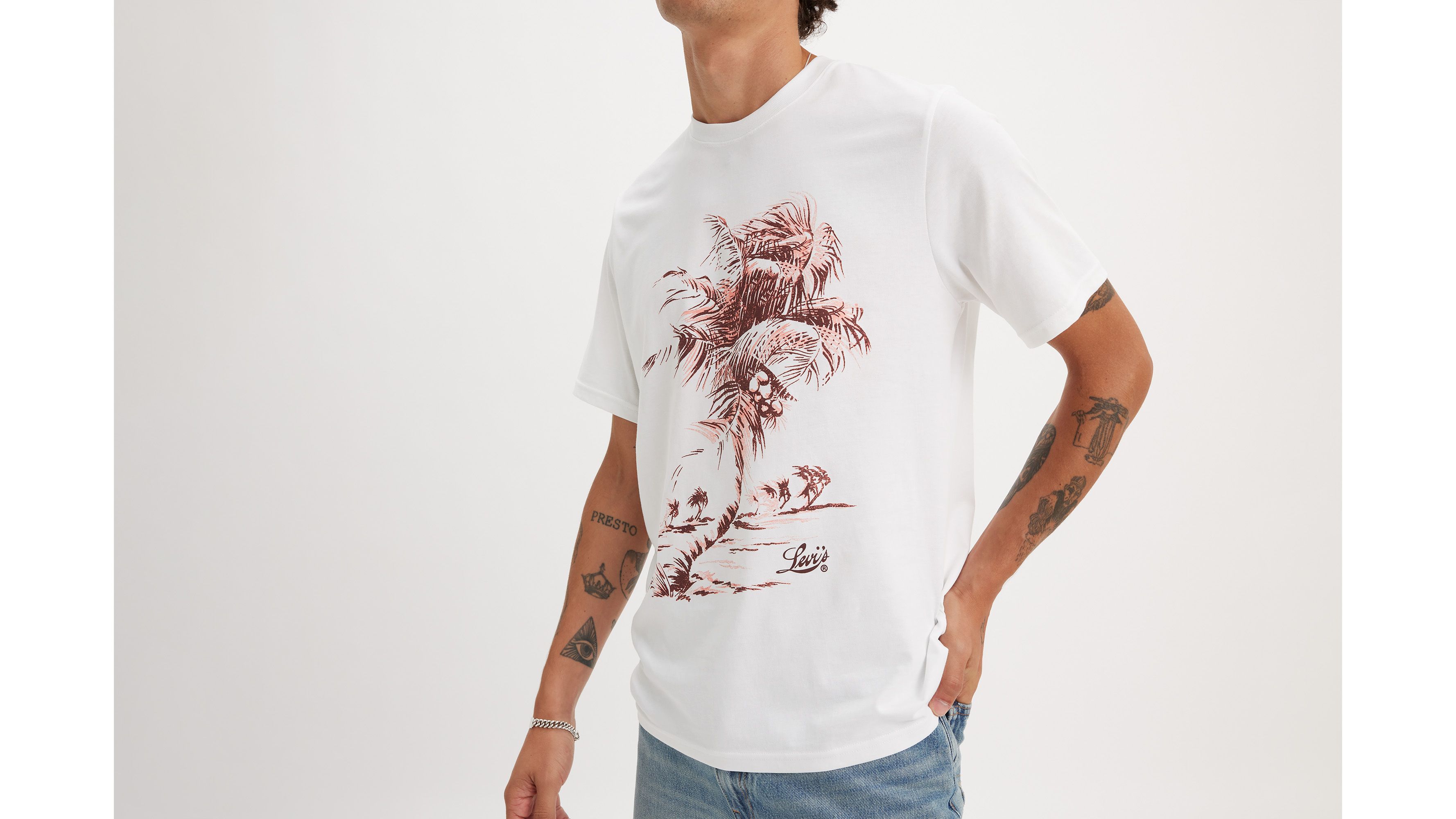 T-shirt graphique Relaxed - Brin Palm Tree White+ - Blanc