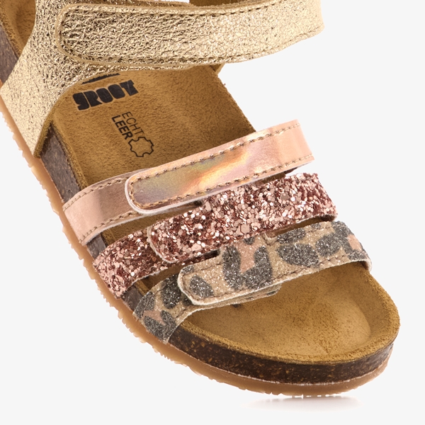 Groot leren meisjes bio sandalen met glitters