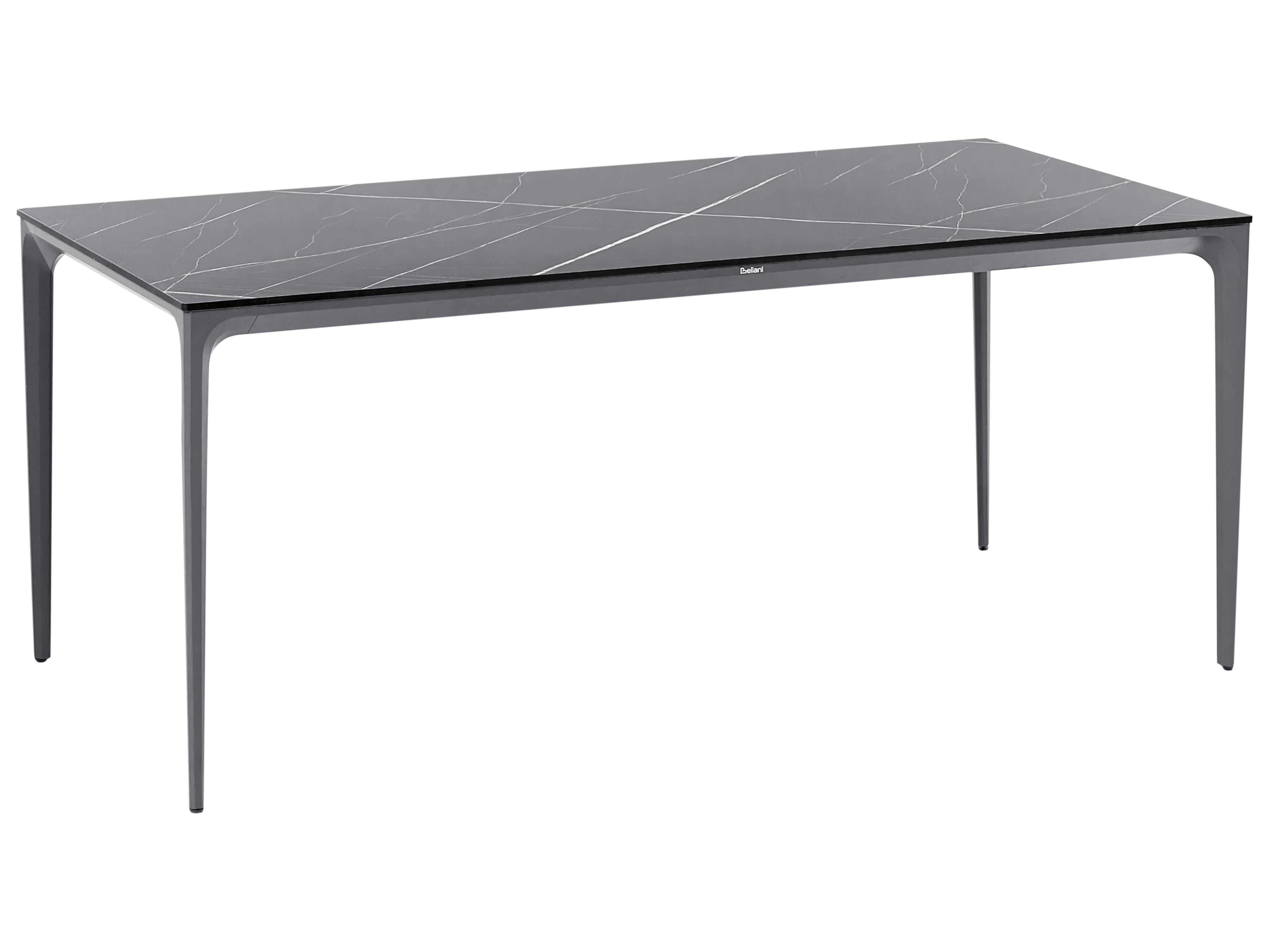 Tuin eettafel SOVARETO 180 cm 90 cm Marmereffect Zwart marmer