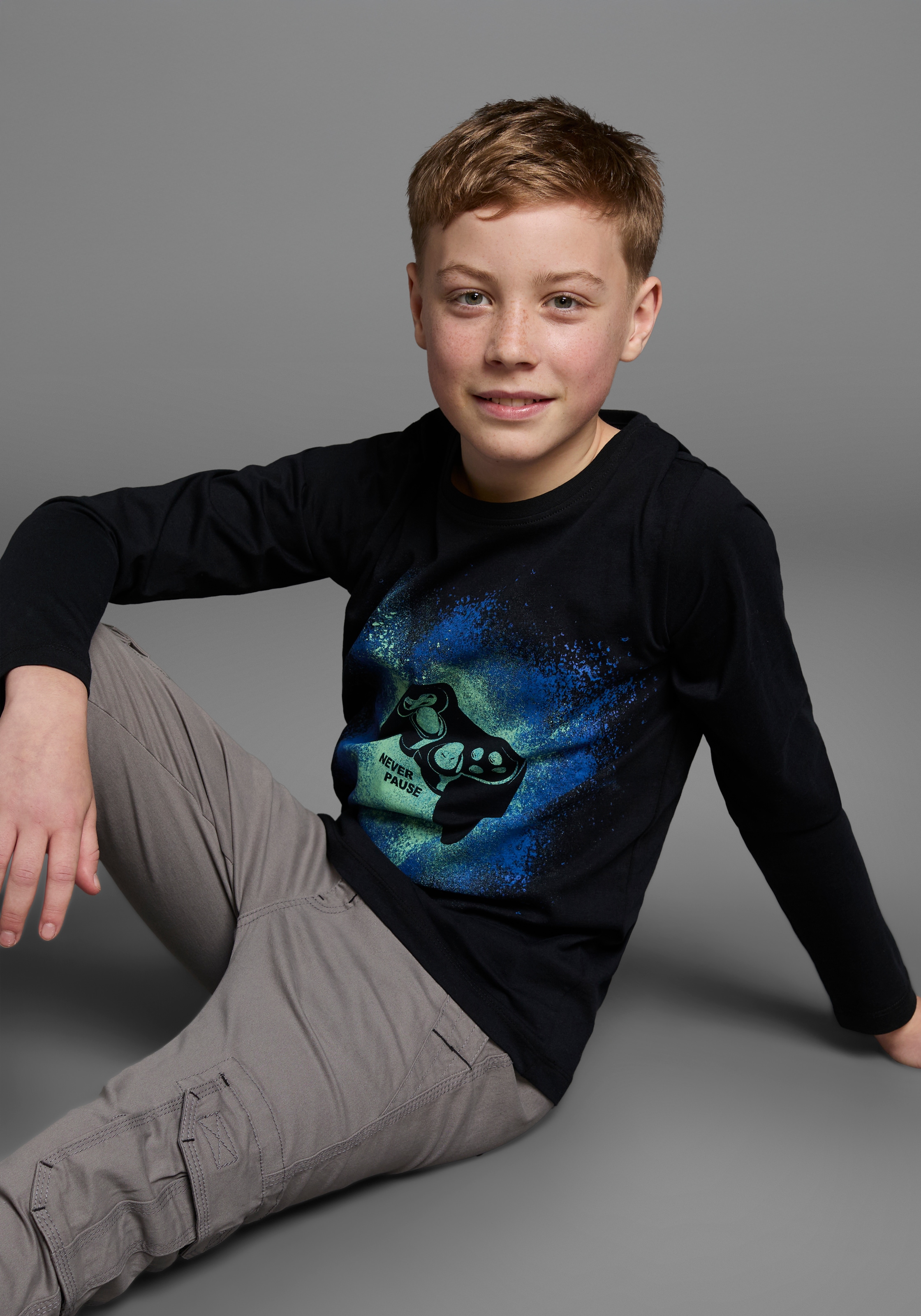 KIDSWORLD Langarmshirt »GAMER«, Gamer-Shirt Langarm,  Basic-Passform,  mit trendigem Aufdruck