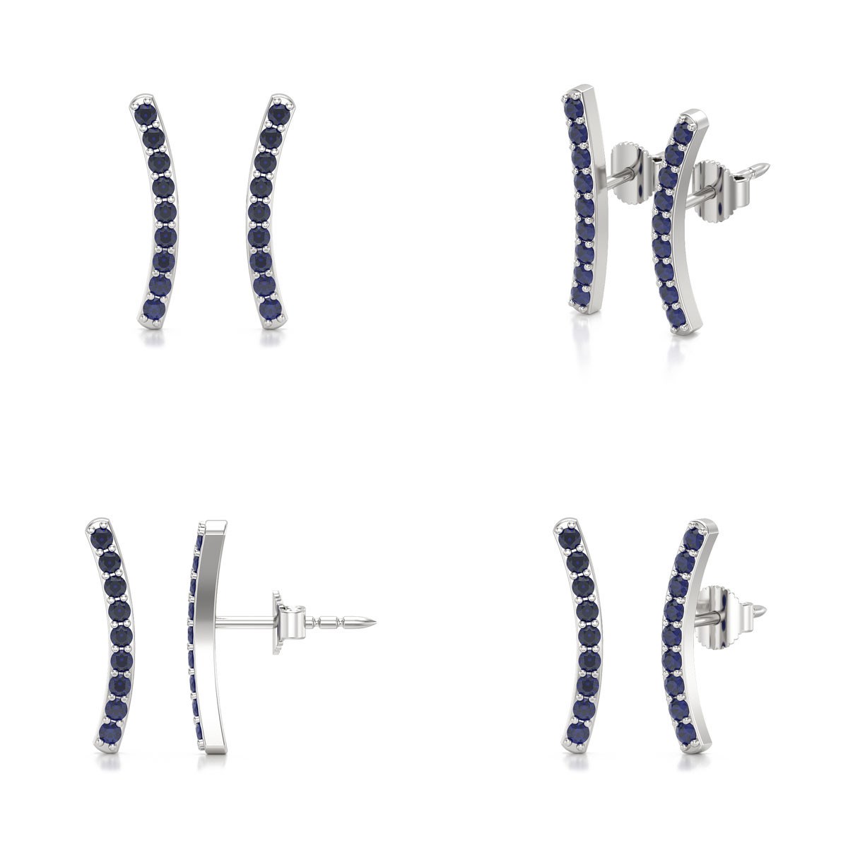 Boucles d'oreilles ADEN Or 585 Blanc et Saphir 1.292grs