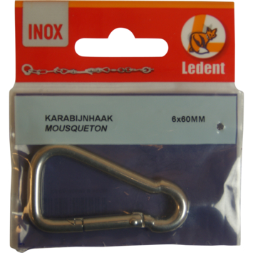 Karabijnhaak RVS 60 mm