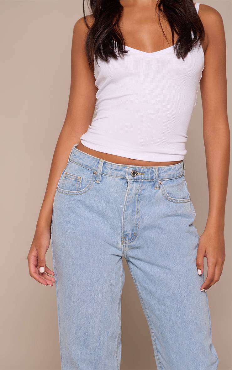 Light Blue Wash Prettylittlething Jean Droit Taille Haute