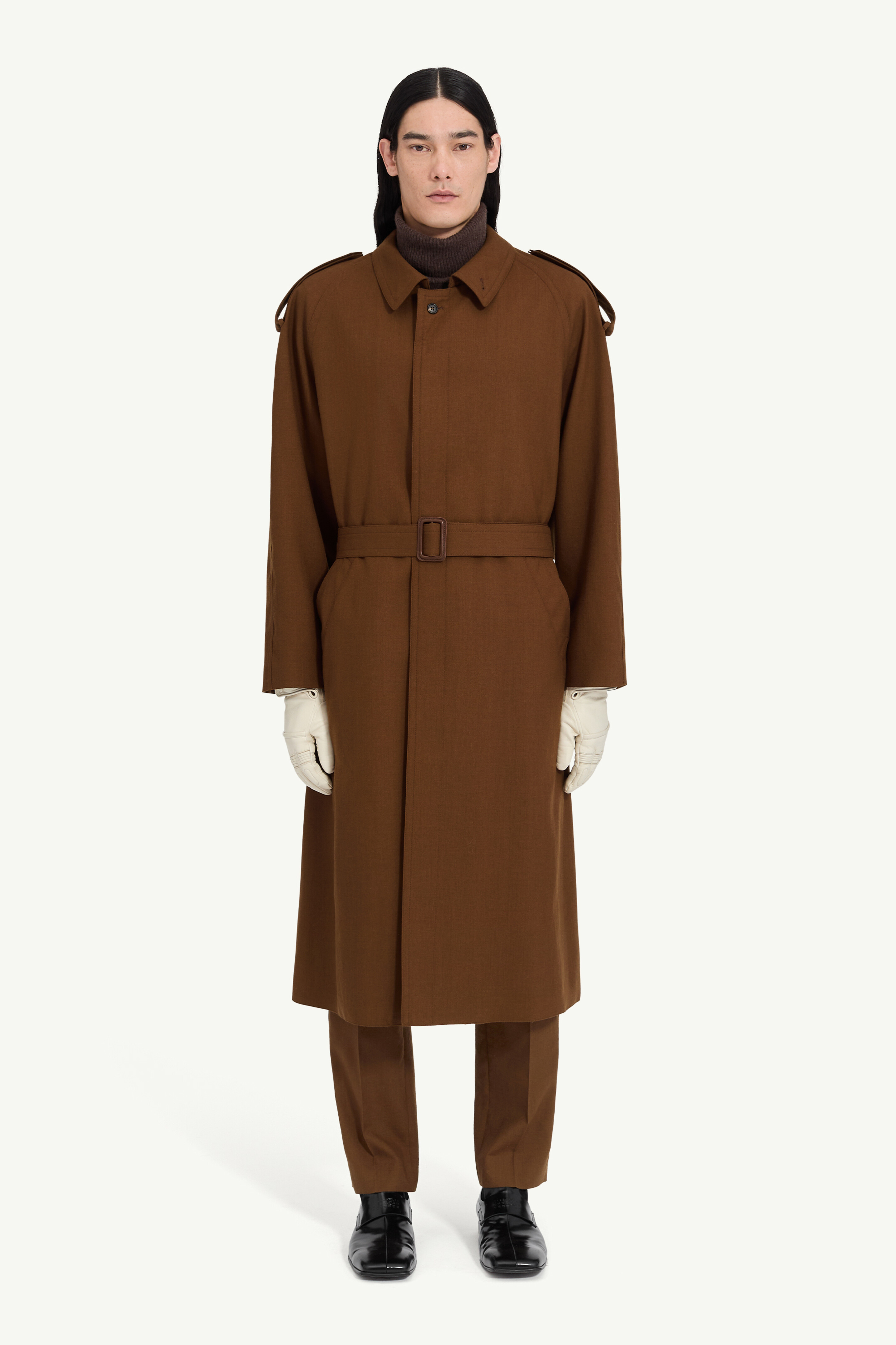 Trench en laine vierge pour homme | MM6 Brun
