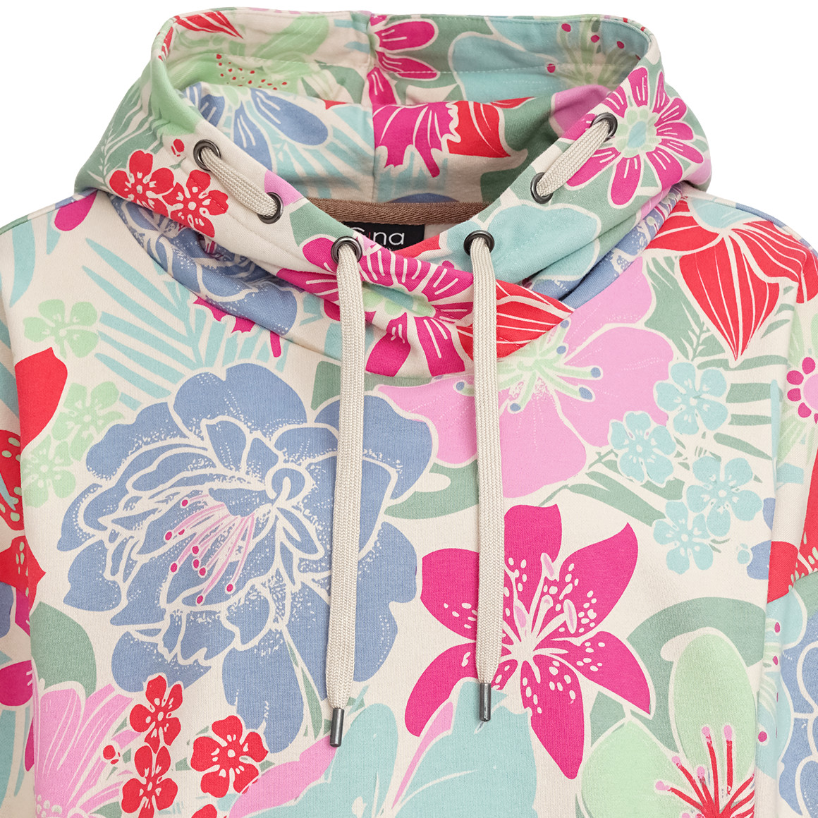 Gina Damen Hoodie mit floralem Print creme / bunt