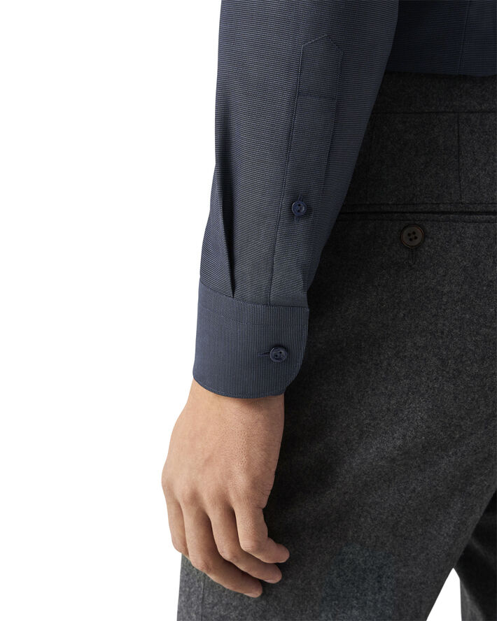 ETON Contemporary Fit Navy Blue Semi Solid Signature Dobby Shirt Blå