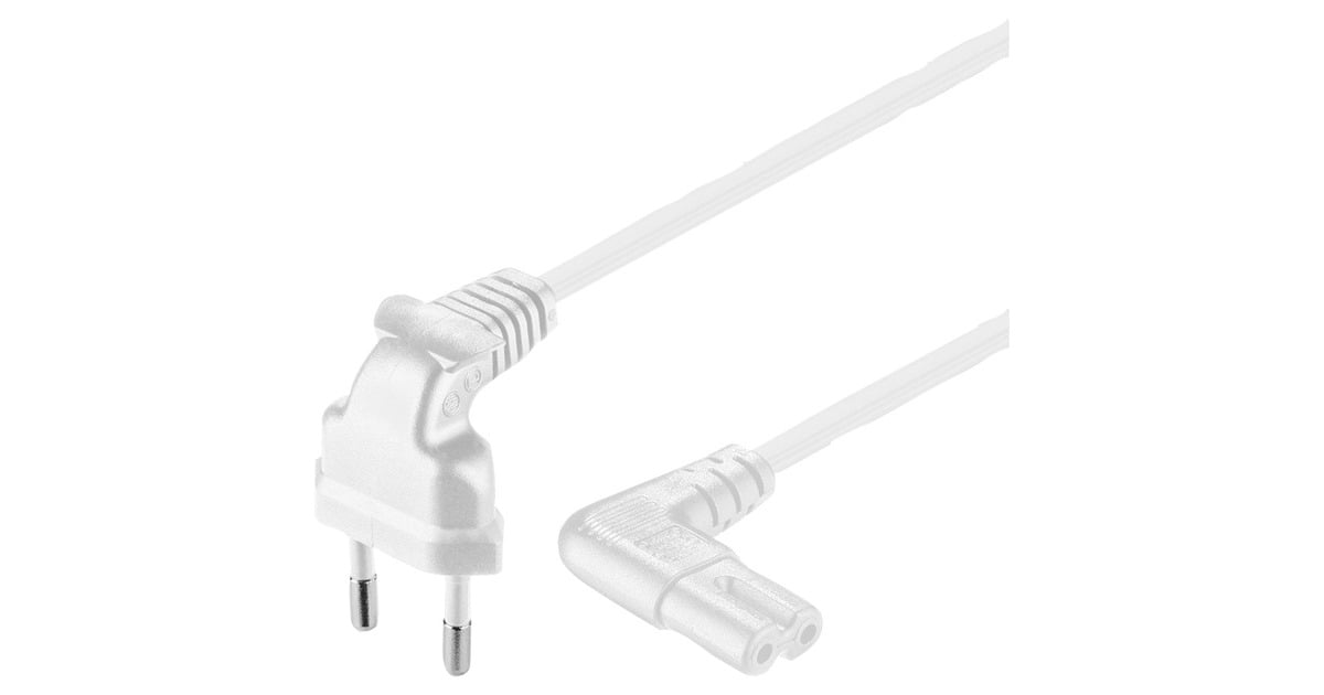 goobayEurostekker > C7 90° kabel  (Wit, 3 meter)