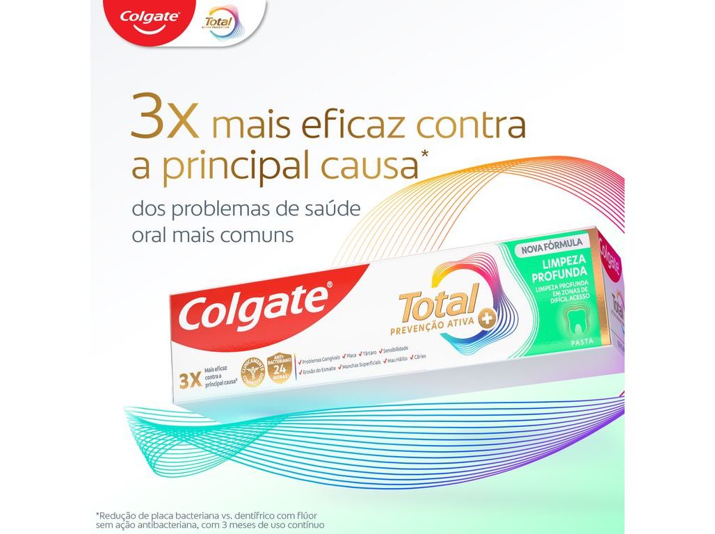 PASTA DE DENTES PROTEÇÃO TOTAL AVANÇADA LIMPEZA PROFUNDA COLGATE 75ML