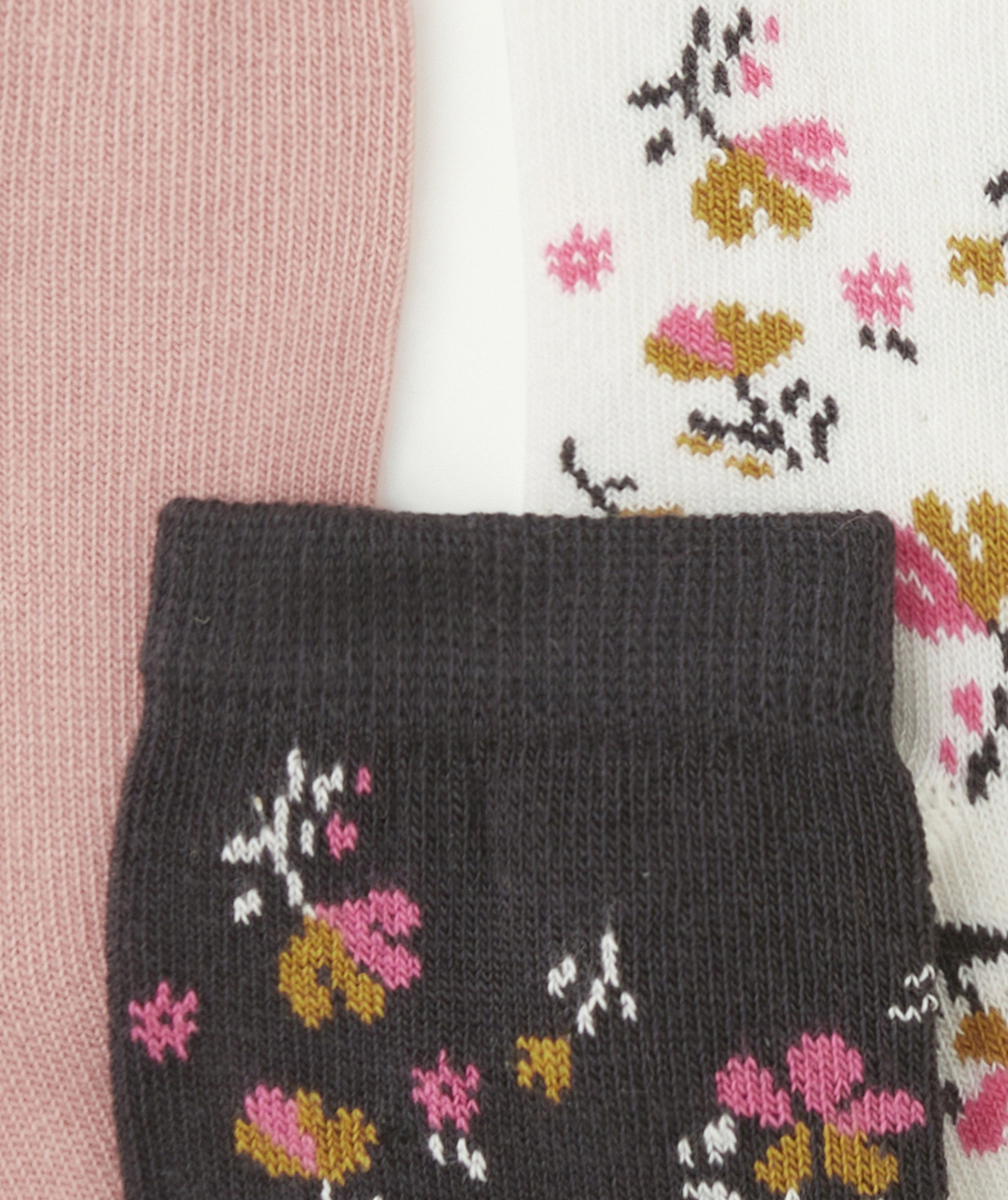 LOT DE 5 PAIRES DE CHAUSSETTES FILLE AVEC IMPRIMÉ FLEURI ET RAYURES