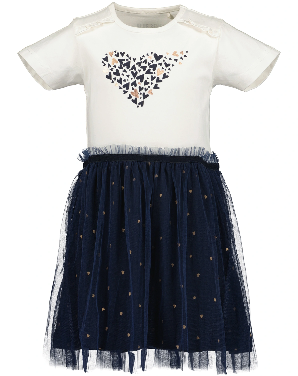 Kurzarm-Kleid HEARTS mit Tüllrock in offwhite