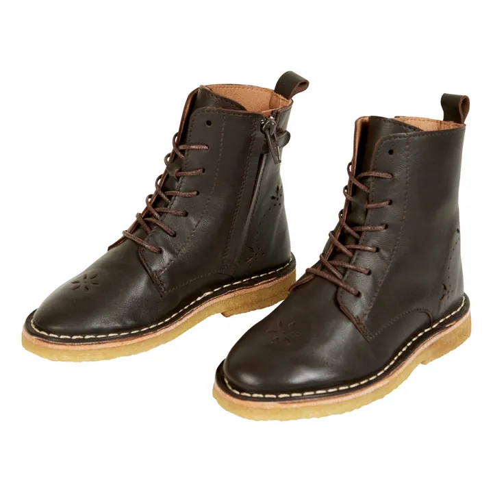 Emile et Ida Bottines à Lacets Cuir Emi | Chocolat