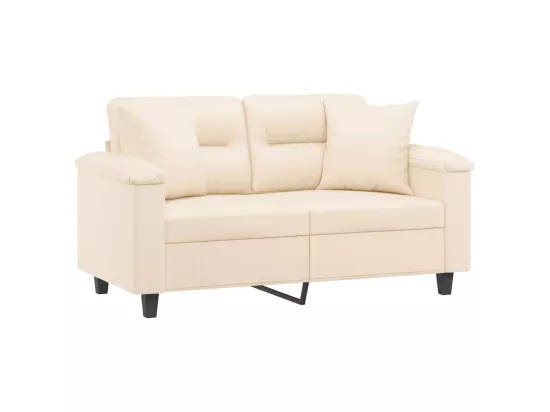 Canapé 2 places avec oreillers beige 120 cm tissu microfibre