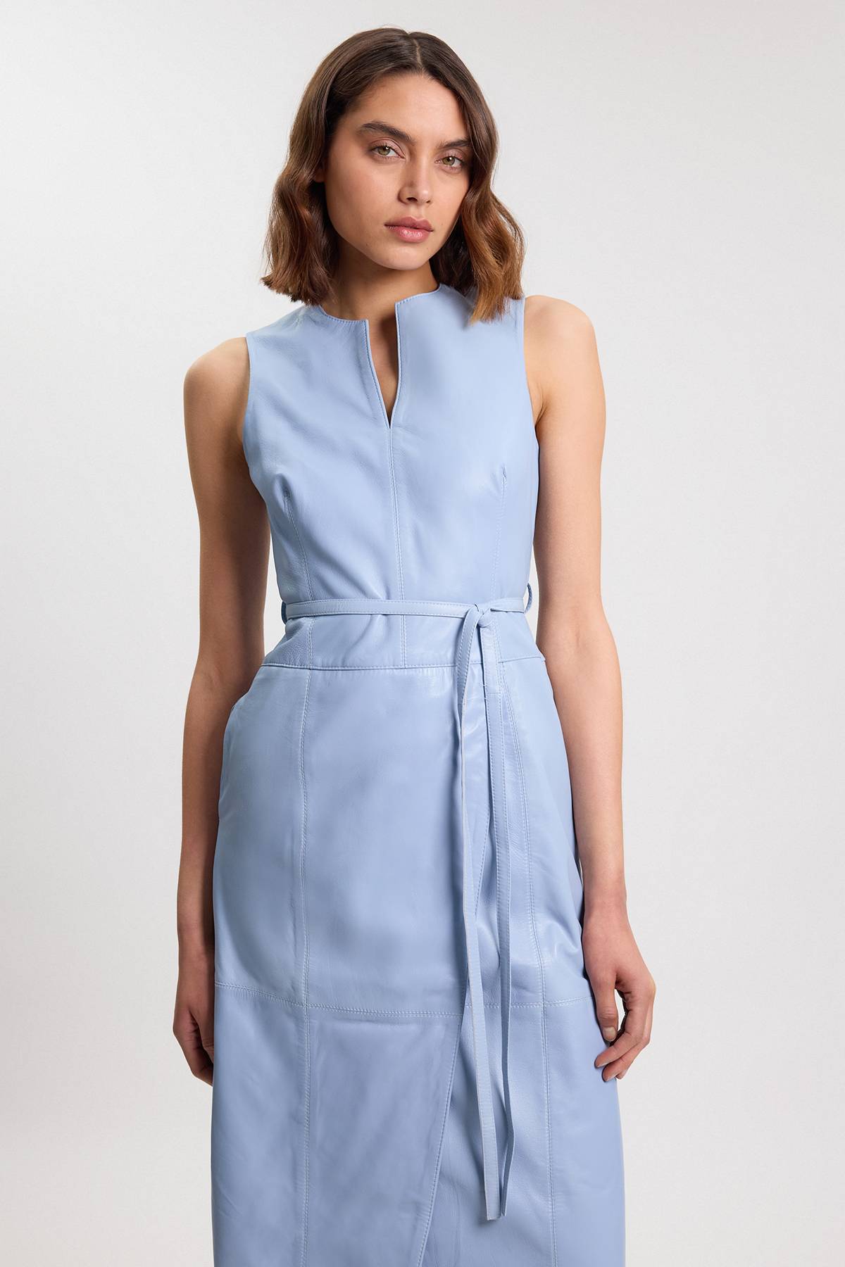 KarenMillen Robe Midi En Cuir Avec Ceinture À Nouer