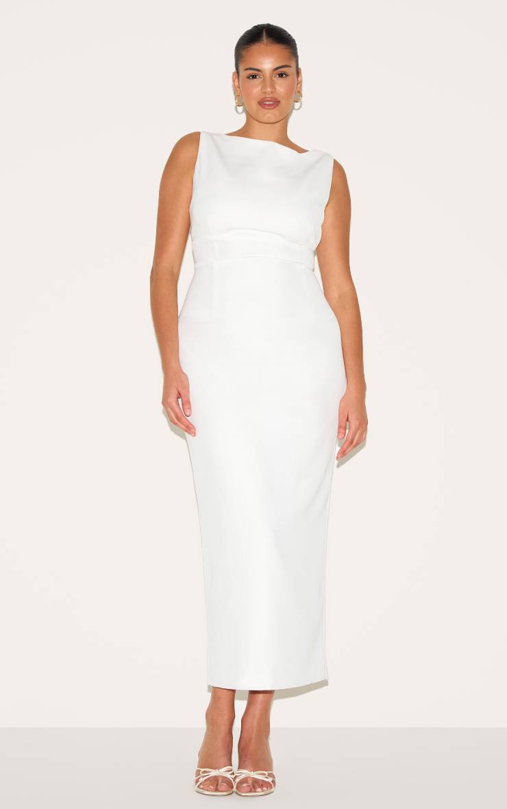 Blanc Robe Mi-longue Grande Taille Premium À Dos Échancré