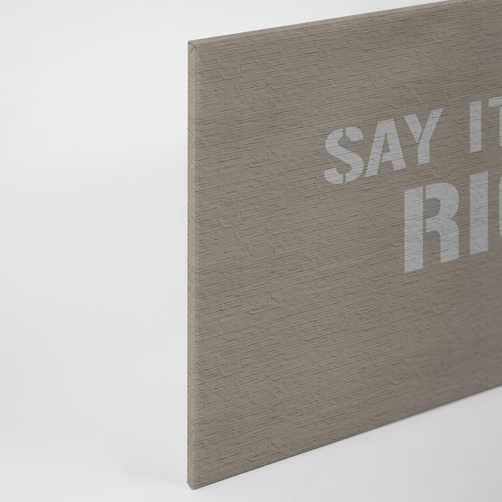 Leinwandbild SAY IT RIGHT - beige-grau - 90x60 cm