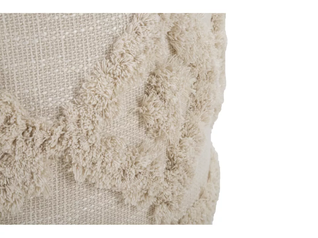 Pouf Damasco - Pouf rond en tissu rembourré - Base en bois - Dimensions Ø 40x40 cm - Décoration élégante - Tissu naturel