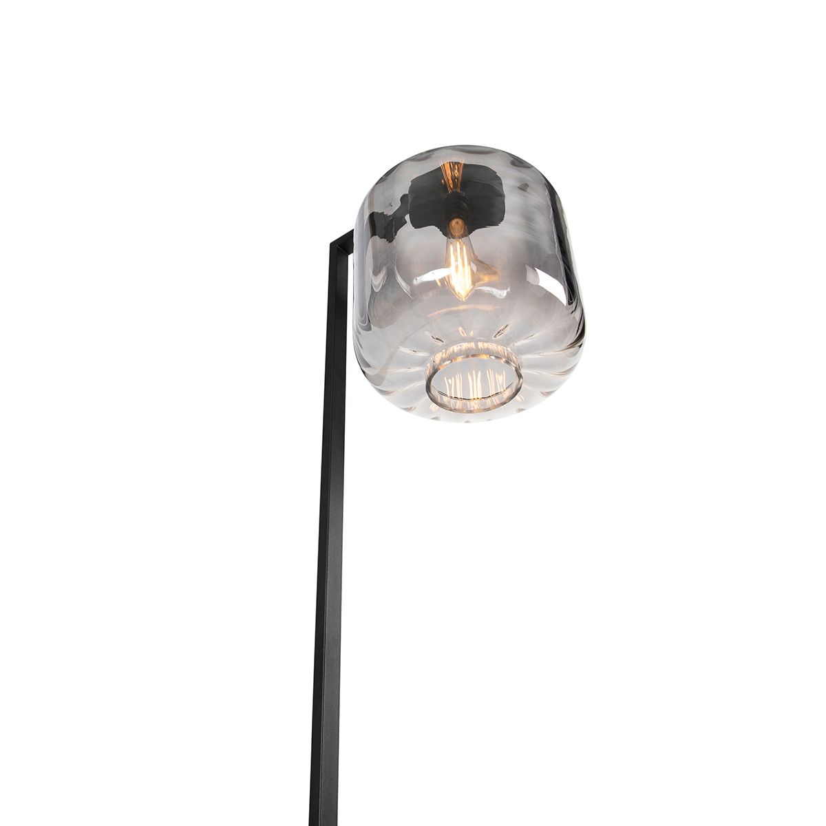 Smart vloerlamp zwart met smoke glas incl. Wifi ST64 - Qara Down