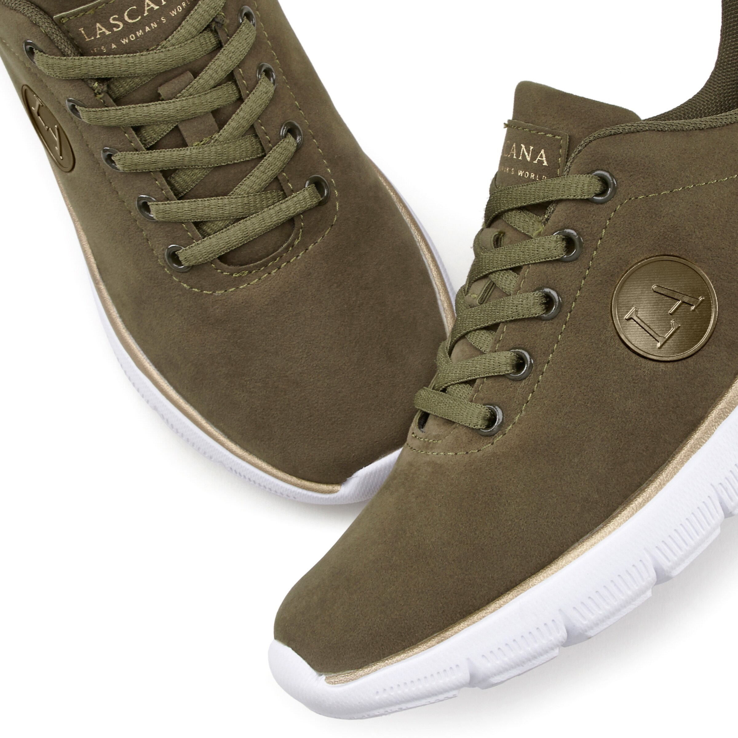 LASCANA Sneaker in olivgrün-goldfarben