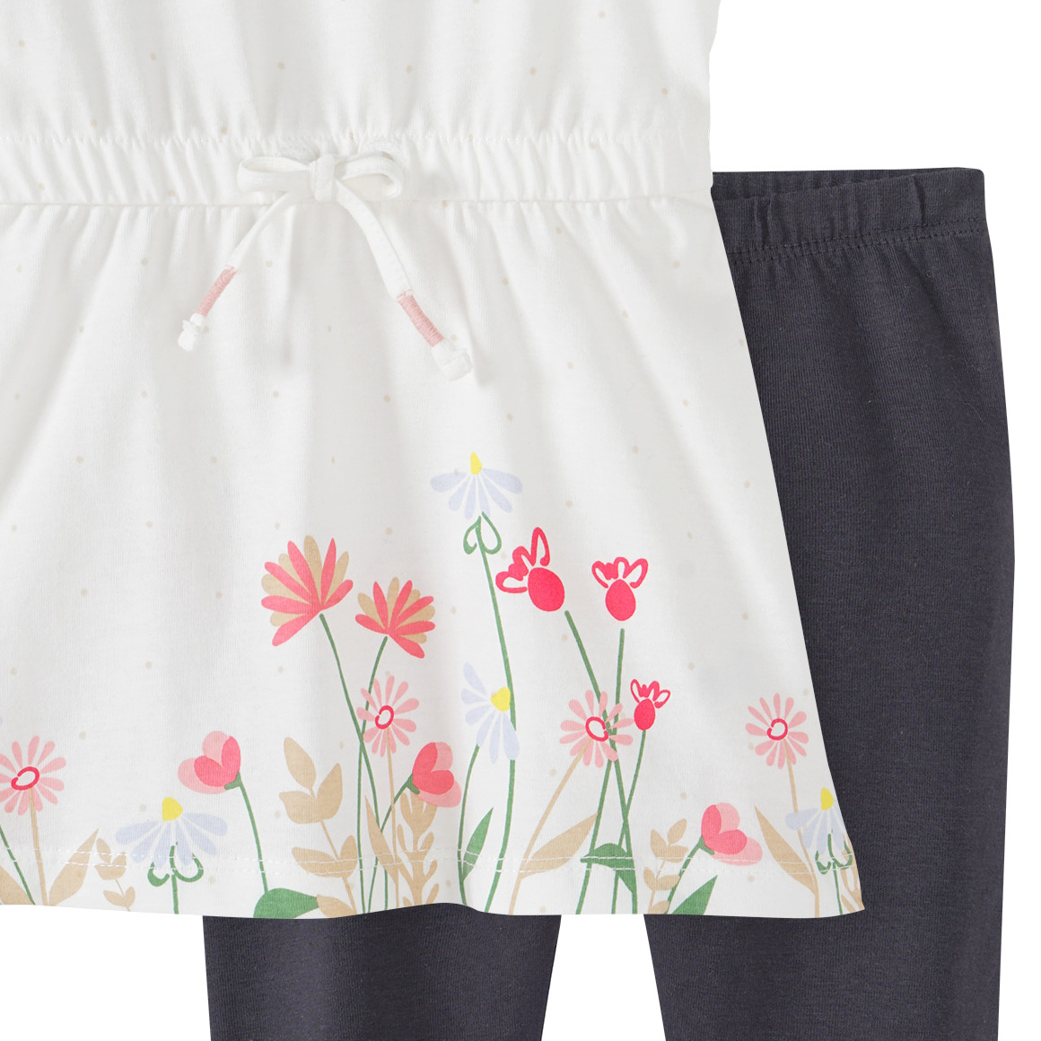 Topomini Baby Kleid und Leggings im Set weiss / dunkelgrau