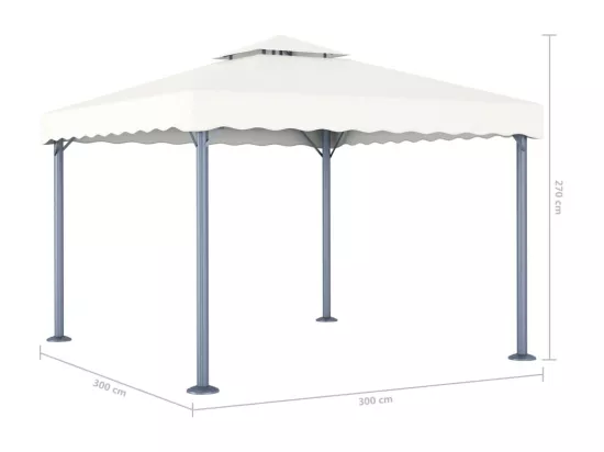 Tonnelle avec guirlande lumineuse LED 300x300cm Crème Aluminium