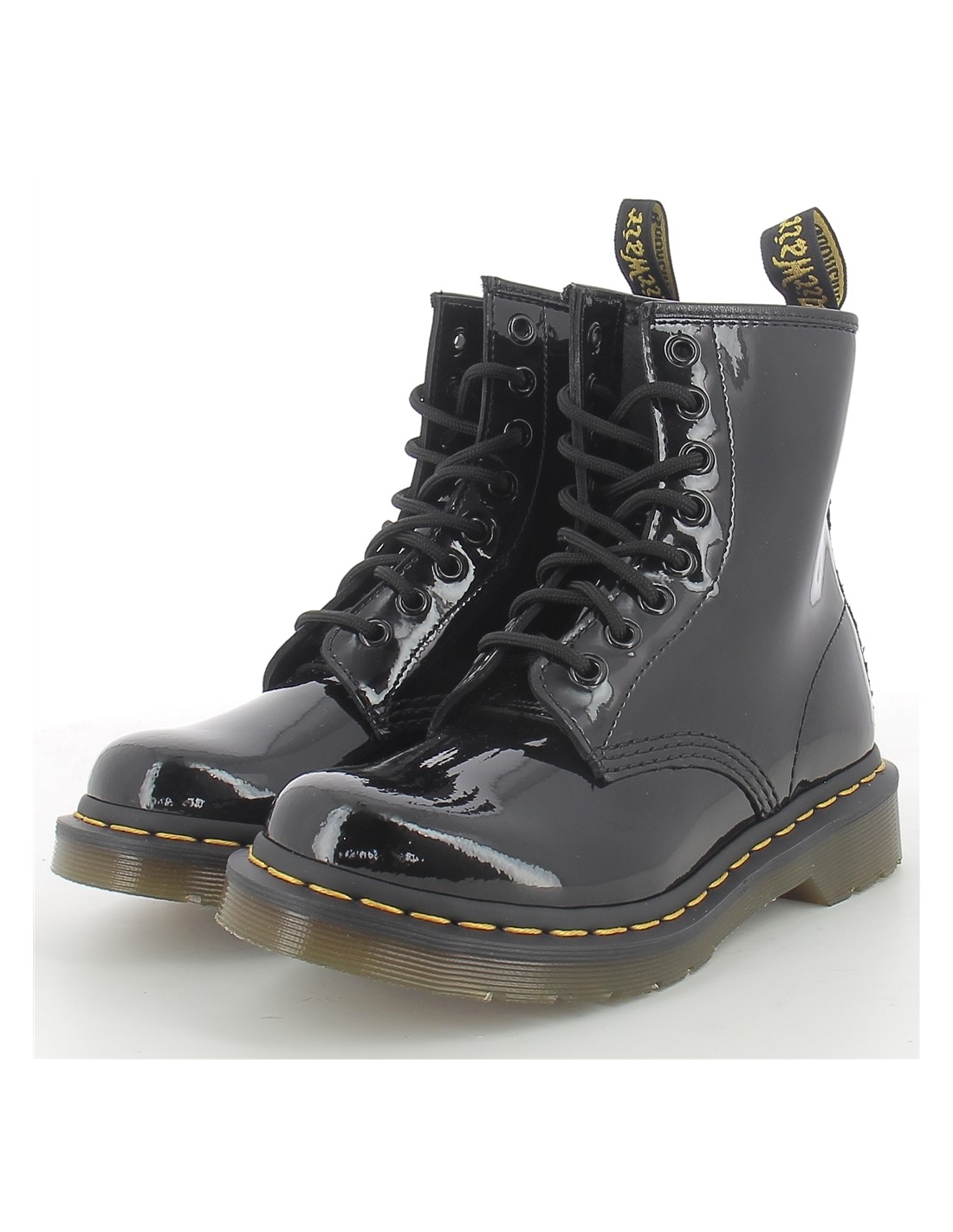 dr martens boots femme 1460 cuir verni noir