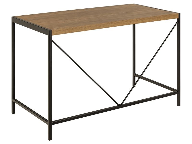 AC Design Tisch Bahamas, Schwarz / Braun Schreibtisch mit robuster Platte in rustikaler Eichenoptik
