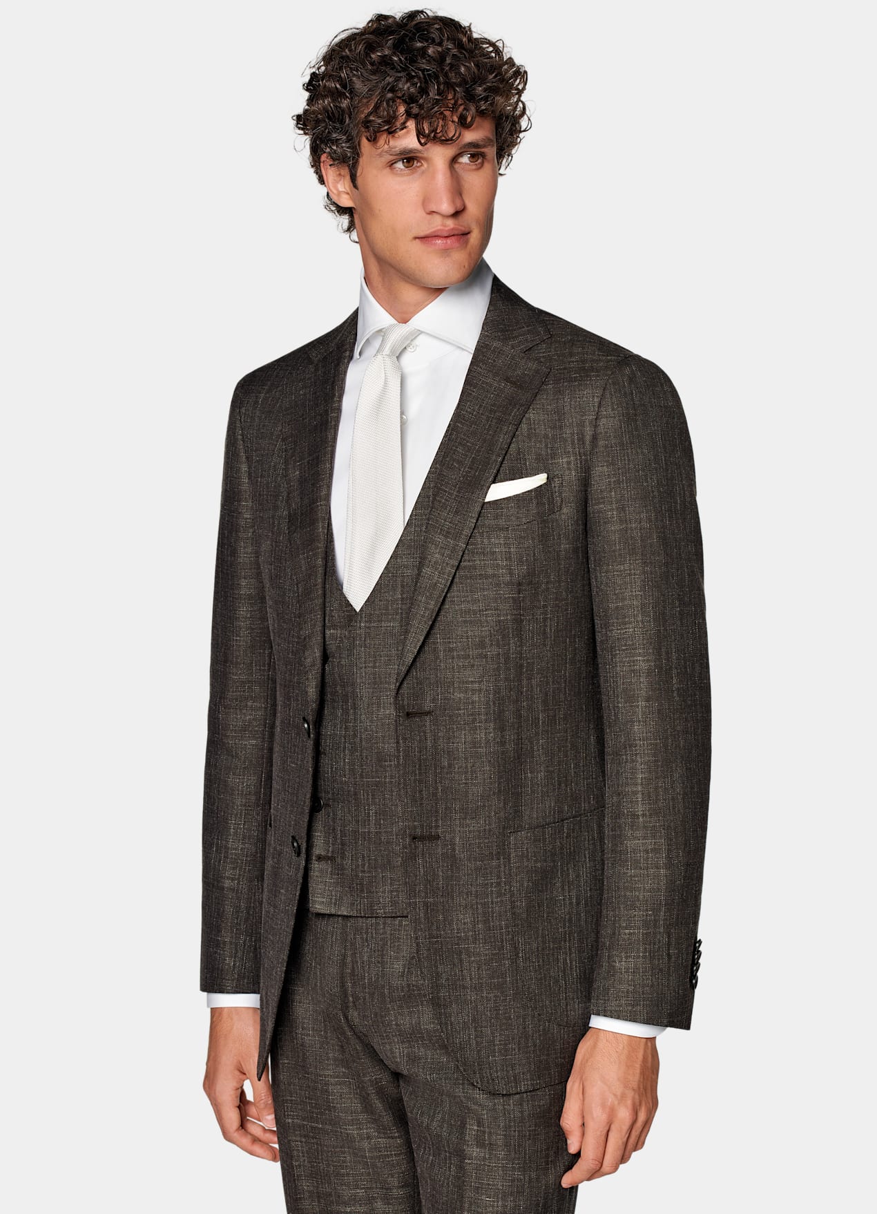 Costume trois pièces Havana coupe Tailored marron foncé