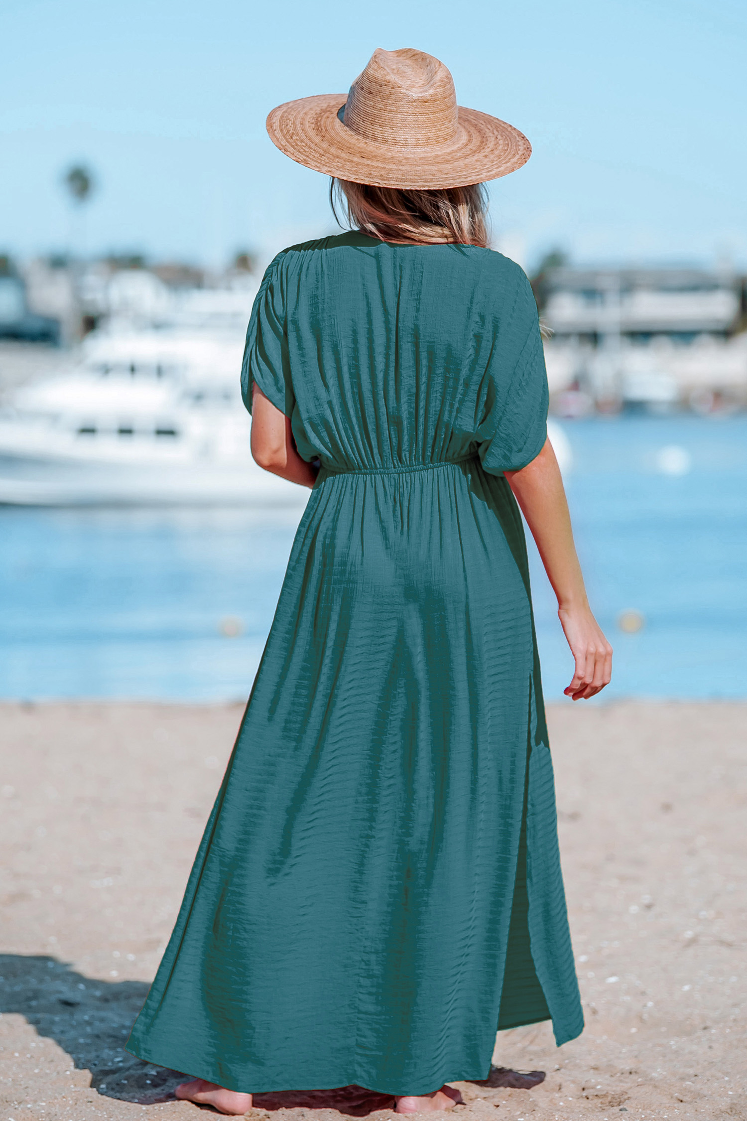 Robe maxi à col surplis